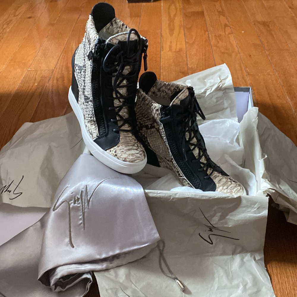 Giuseppe Zanotti Snake Skin Sneaker Wedges EUC